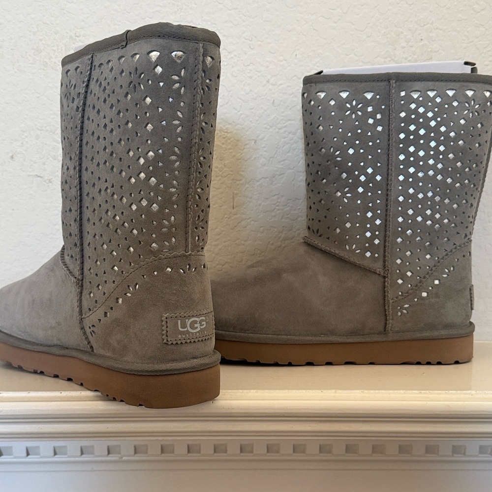 UGG Women's Perforated Suede Boots in Gray